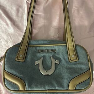 True Religion Denim and Tan Shoulder Bag